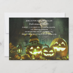 Spooktacular Dark Haunted House Halloween Party Invitation