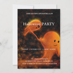 Spooktacular Dark Haunted House Halloween Party Invitation