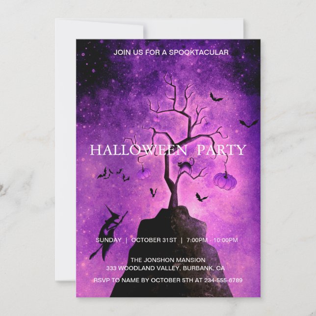 Spooktacular Dark Haunted House Halloween Party Invitation (Front)