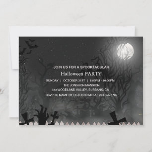 Spooktacular Dark Haunted House Halloween Party Invitation