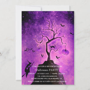 Spooktacular Dark Haunted Witch Halloween Party  Invitation