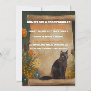 Spooktacular Dark Vintage Gothic Halloween Party Invitation