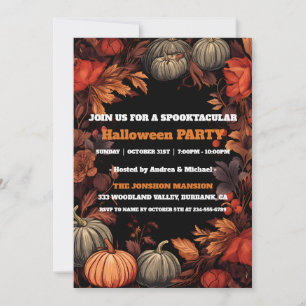 Spooktacular Dark Vintage Gothic Halloween Party Invitation