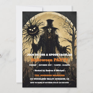 Spooktacular Dark Vintage Gothic Halloween Party Invitation