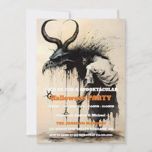 Spooktacular Dark Vintage Gothic Halloween Party Invitation