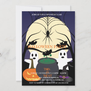 Spooktacular Dark Vintage Gothic Halloween Party Invitation