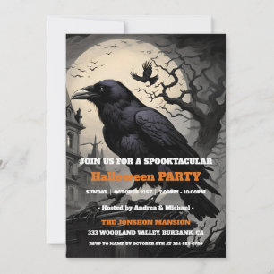 Spooktacular Dark Vintage Gothic Halloween Party Invitation