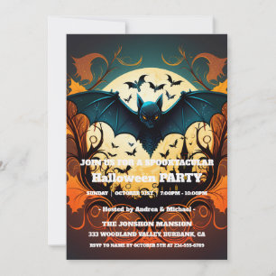 Spooktacular Dark Vintage Gothic Halloween Party Invitation