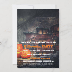 Spooktacular Dark Vintage Gothic Halloween Party Invitation