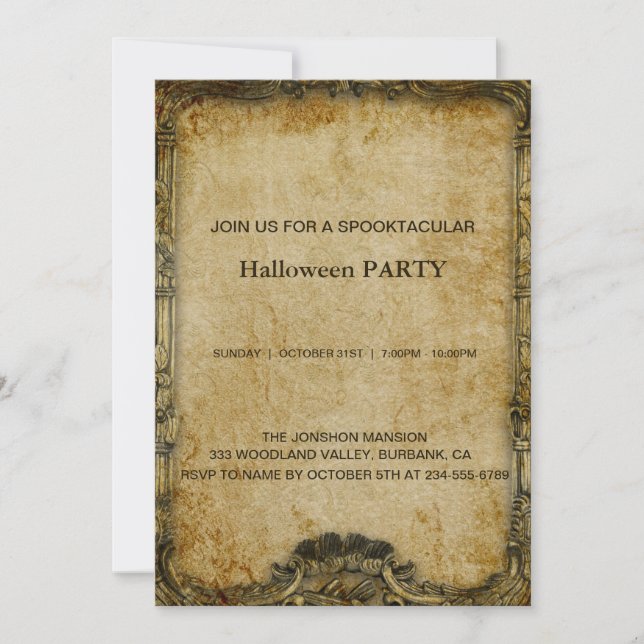 Spooktacular Dark Vintage Gothic Halloween Party Invitation (Front)
