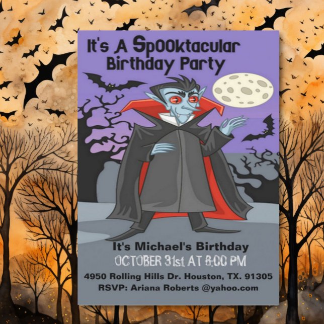 Spooktacular Dracula Birthday Halloween Party Invi Invitation (Creator Uploaded)