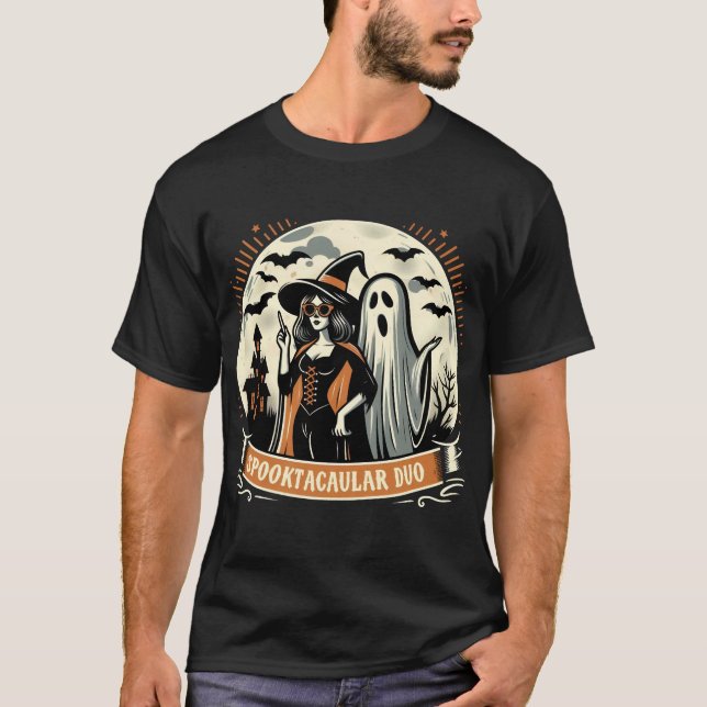 Spooktacular Duo | Halloween Spooky Vibes T-Shirt (Front)