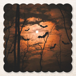 Spooktacular Full Moon Party Paper Coaster