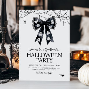 Spooktacular Ghost Bow Coquette Halloween Party Invitation