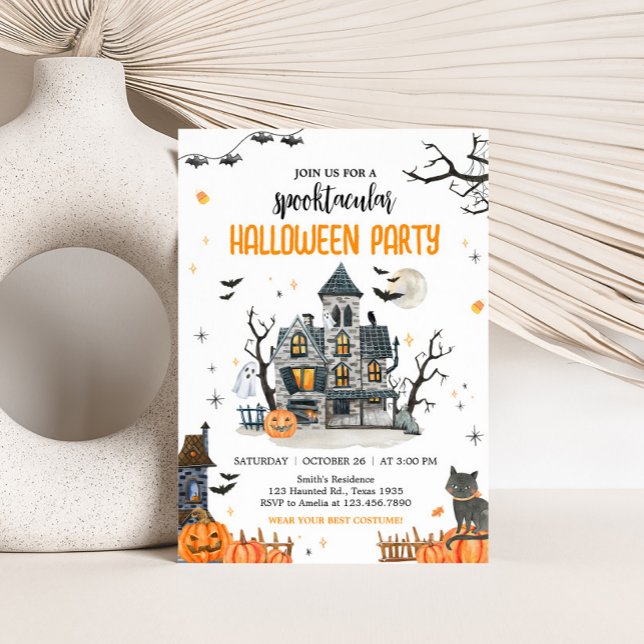 Spooktacular Ghost Halloween Party Invitation (Ghost Spooktacular Halloween Party Invitation)