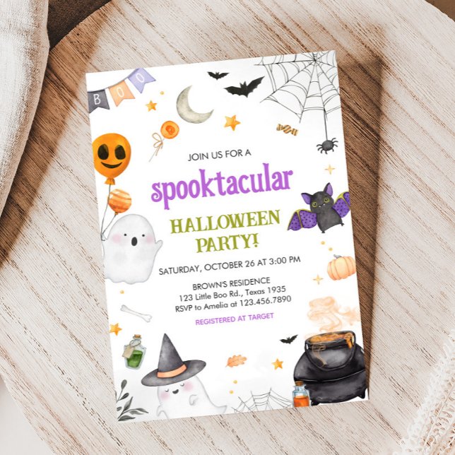 Spooktacular Ghost Halloween Party Invitation (Ghost Spooktacular Halloween Party Invitation)