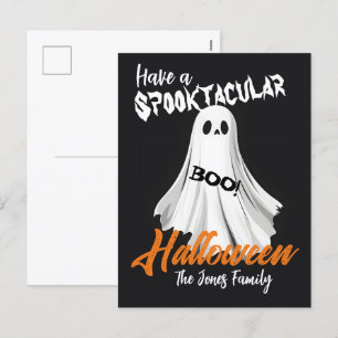 Spooktacular Ghostly Greeting Holiday Postcard