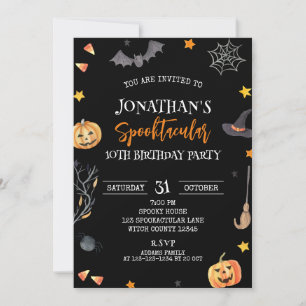 Spooktacular Halloween 10th Birthday, Kid Birthday Invitation