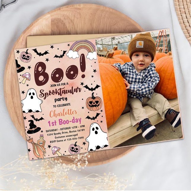 Spooktacular Halloween 1st Birthday Party Photo Invitation (Creator Uploaded)