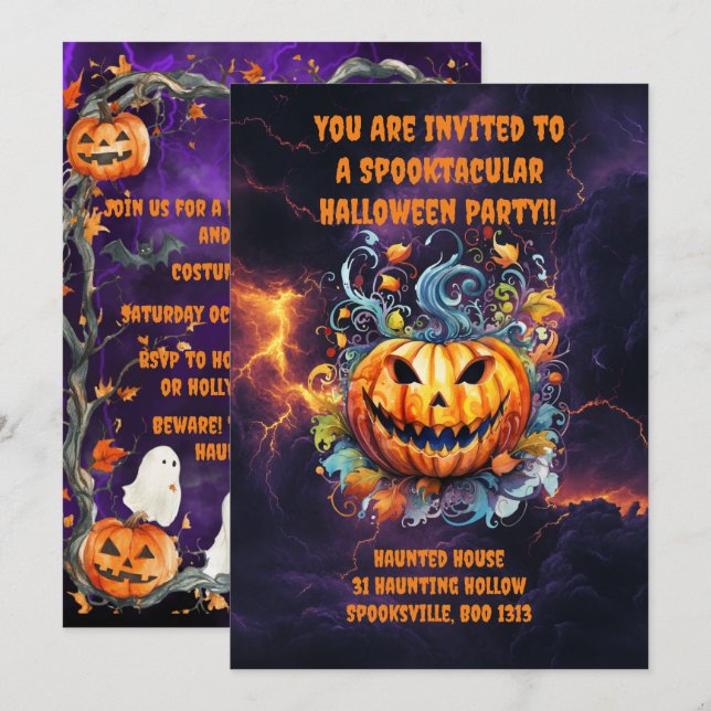 Spooktacular Halloween Bash Invitation (Front/Back)