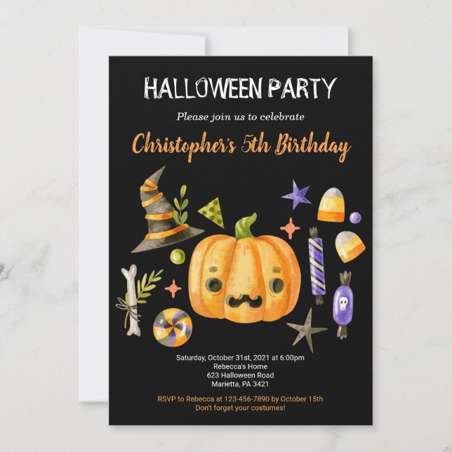 Spooktacular Halloween Bash Kids Birthday Party Invitation (Front)