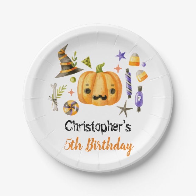 Spooktacular Halloween Bash Kids Birthday Party Paper Plate (Front)