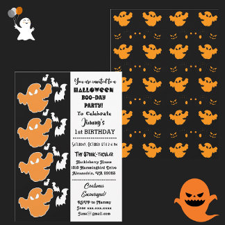 Spooktacular Halloween Bat Ghouls Boo 1st Birthday Invitation