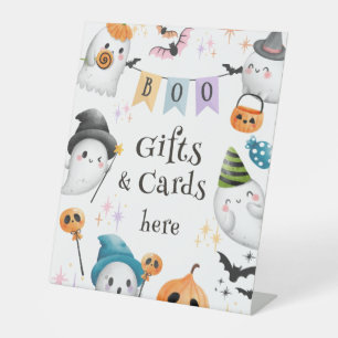 Spooktacular Halloween Birthday Cute Ghost Boy Pedestal Sign