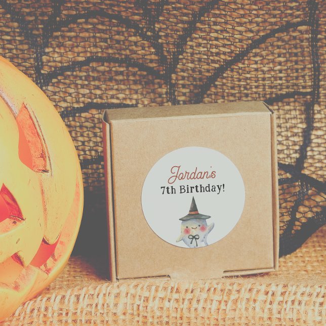 Spooktacular Halloween Birthday Favour Classic Round Sticker (Creator Uploaded)