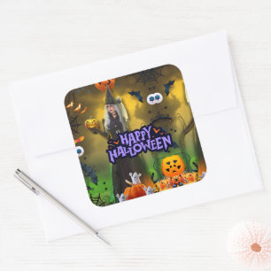 Spooktacular Halloween Birthday invitation Square Sticker