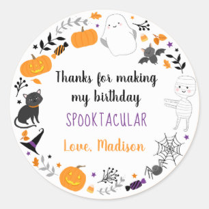 Spooktacular Halloween Birthday Thank You Classic Round Sticker