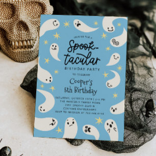 Spooktacular Halloween Blue Ghost Birthday Invitation