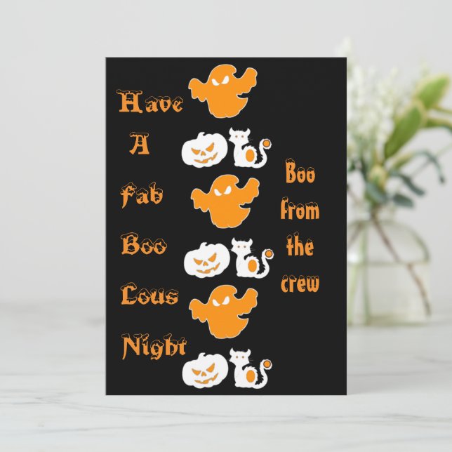 Spooktacular Halloween Boo Parade Ghost Ghouls Fun Holiday Card (Standing Front)