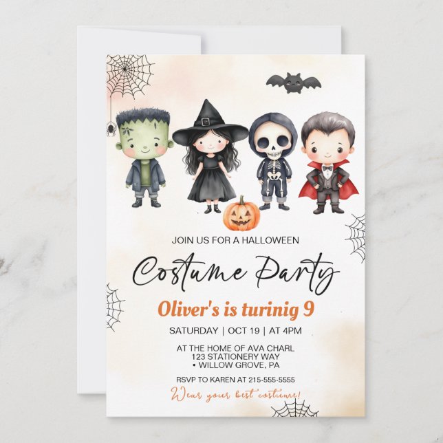 Spooktacular Halloween Costume Party  Birthday  Invitation (Front)