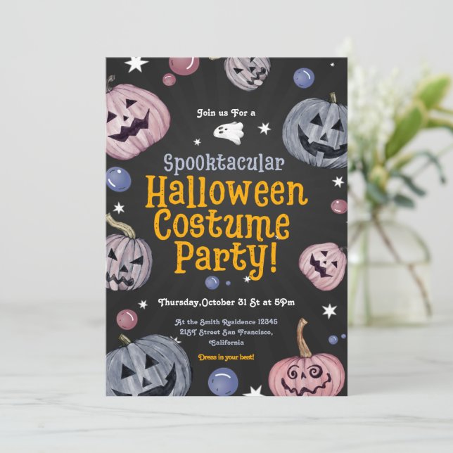 Spooktacular Halloween Costume Party Invitation (Standing Front)