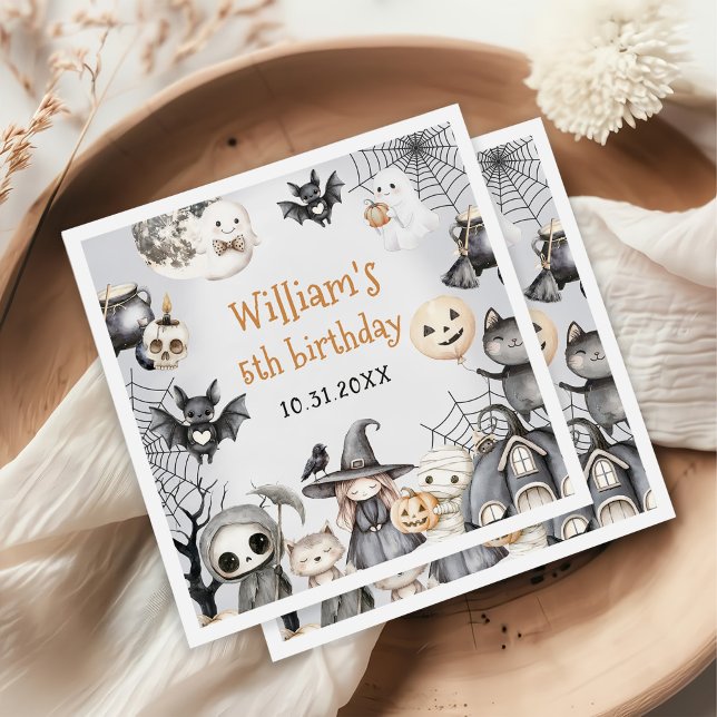 Spooktacular Halloween Cute Ghost Birthday Party Napkin (Creator Uploaded)