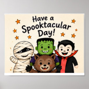 Spooktacular Halloween Friends Card Poster