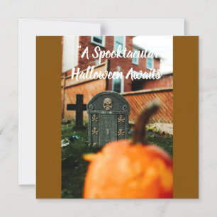Spooktacular Halloween Greeting Card with Pumpkin 
