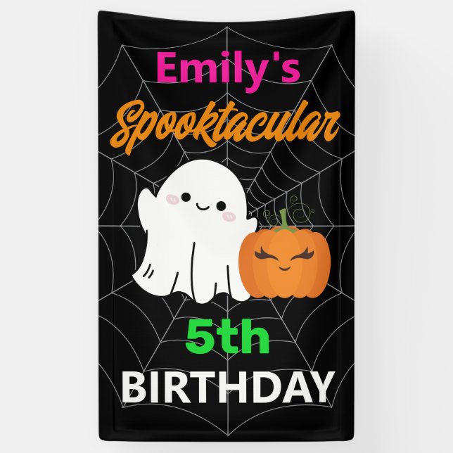 Spooktacular Halloween Kids Cute Birthday Banner (Vertical)
