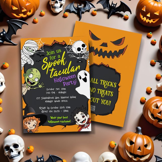 Spooktacular Halloween Monster Cartoon Kids Party Invitation (Creator Uploaded)