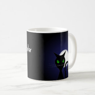 Spooktacular Halloween Moon and Cat Coffee Mug