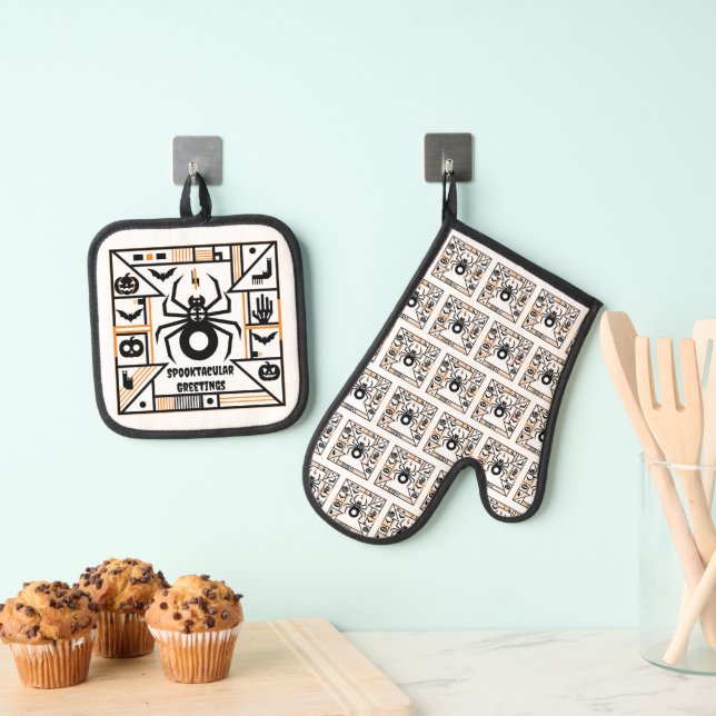 spooktacular halloween oven mitt & pot holder set (Insitu(Hanging))