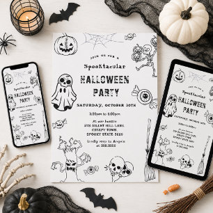 Spooktacular Halloween Party Balck Invitation