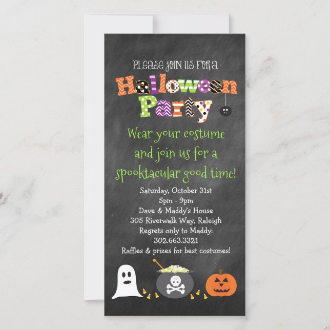 Spooktacular Halloween Party Chalkboard Invitation (Front)
