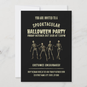 Spooktacular Halloween Party. Funny Skeletons Invitation