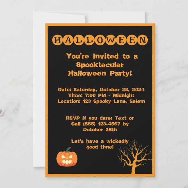 Spooktacular Halloween Party Invitation (Front)