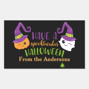 Spooktacular Halloween Party Personalised Favour Rectangular Sticker