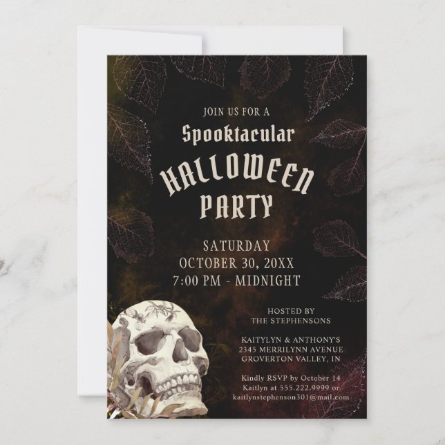Spooktacular Halloween Party Skull Invitation (Front)