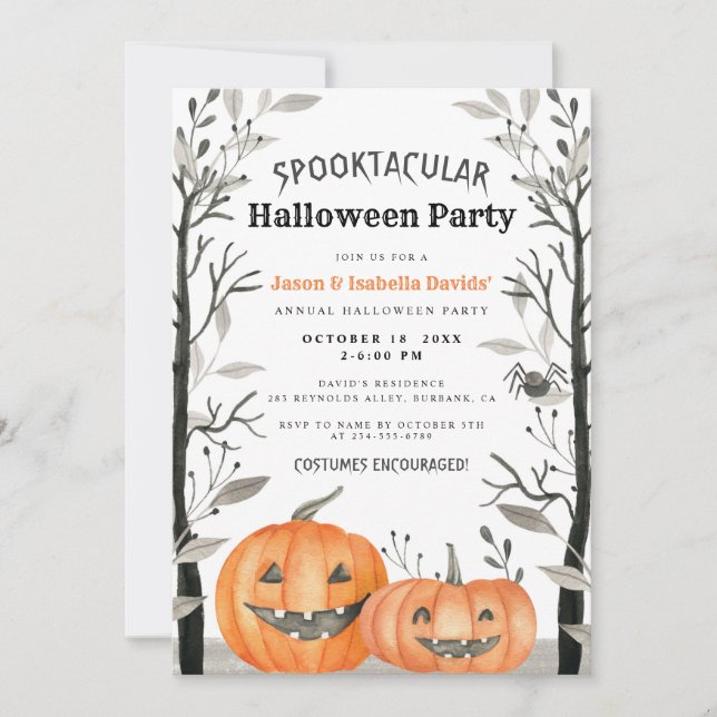 Spooktacular Halloween Pumpkin Costumes Party  Invitation (Front)