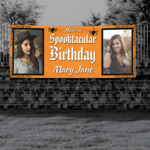 Spooktacular Halloween Spider Photo Birthday Banner